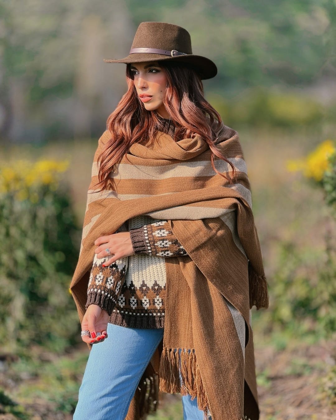 Ruana Suspiro | Camel y Beige - Calafate Austral