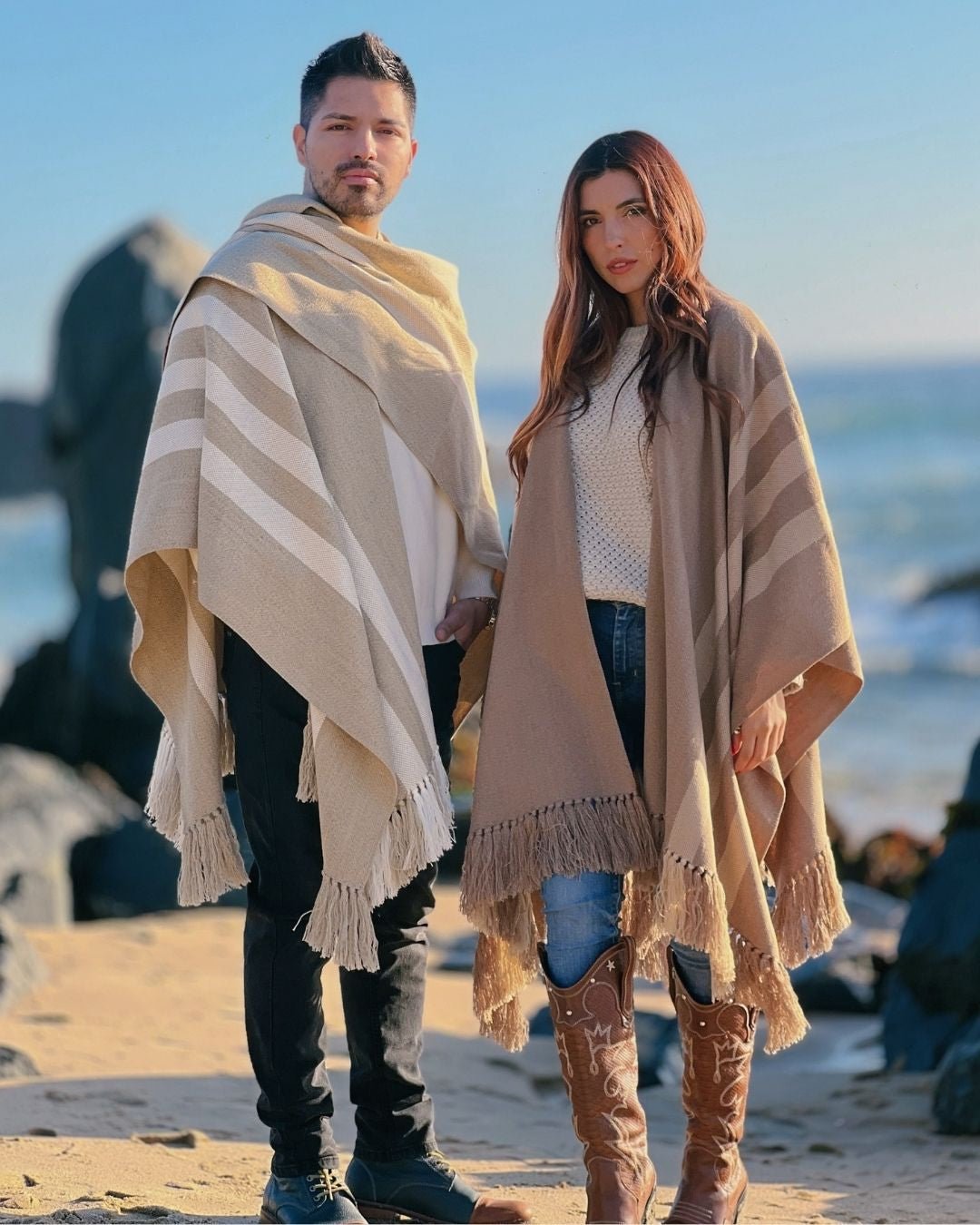 Ruana Suspiro | Te leche y beige - Calafate Austral
