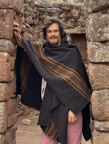 Ruana Copihue | Gris marengo y Camel