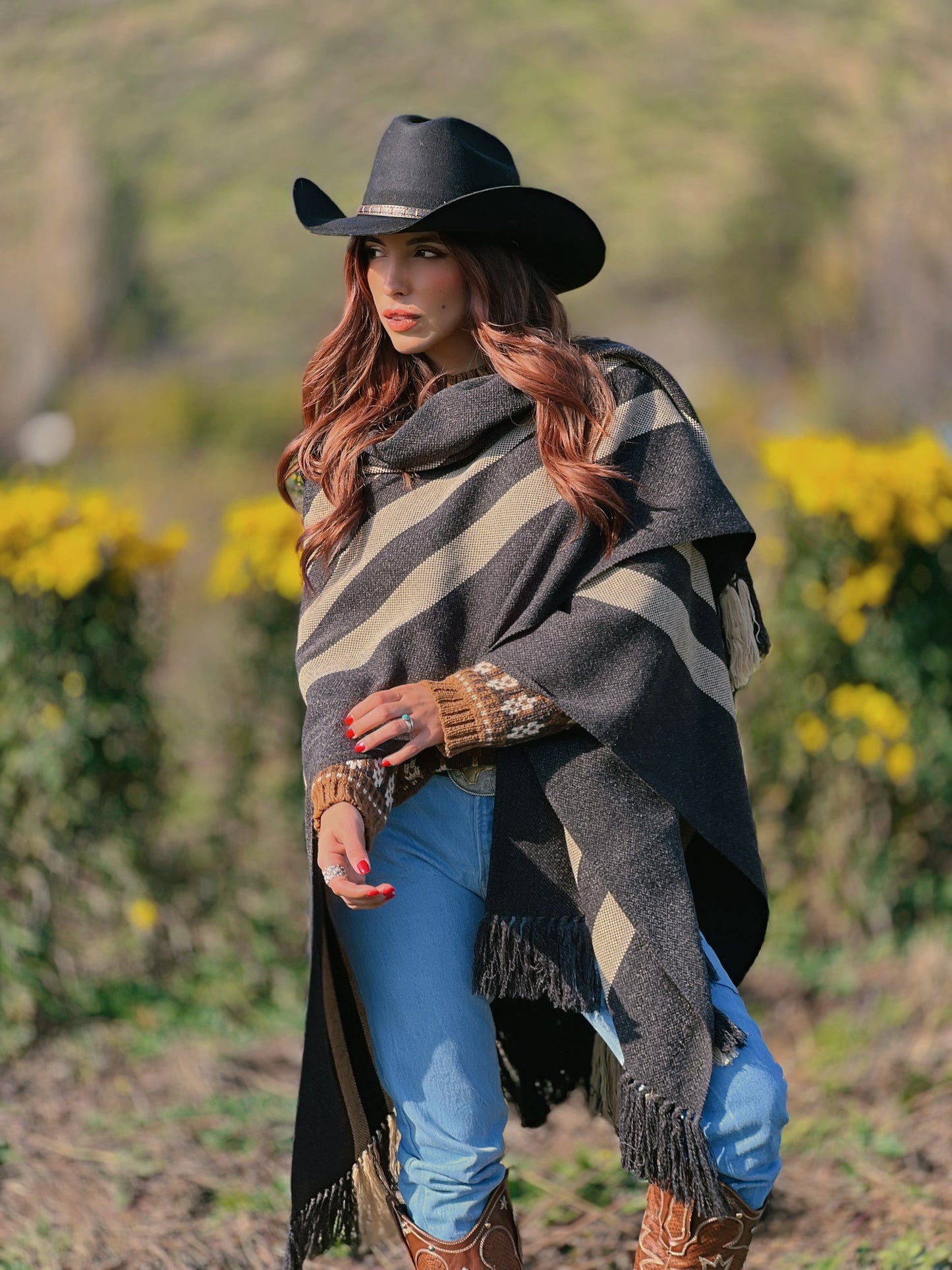 Ruana Suspiro | Gris marengo y Beige