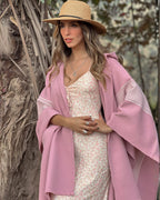 Ruana Copihue | Rosada y Blanco