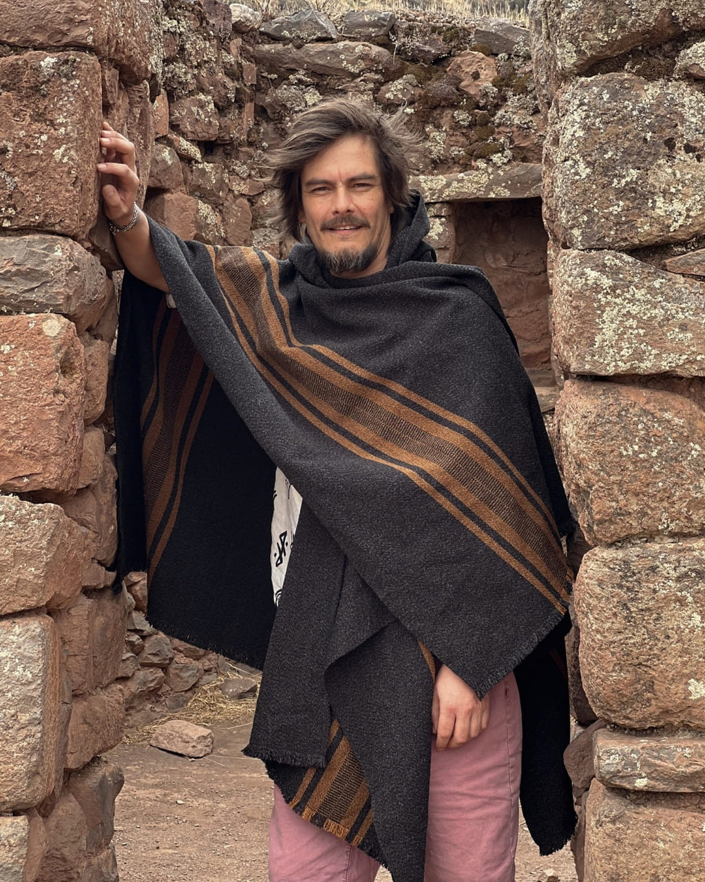 Ruana Copihue | Gris marengo y Camel