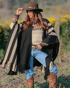 Ruana Suspiro | Negro y Beige