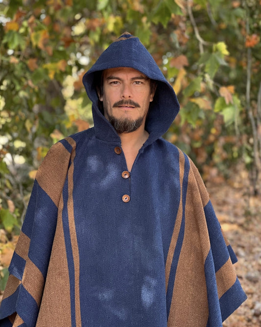 Poncho Ciprés | Azul & Camel