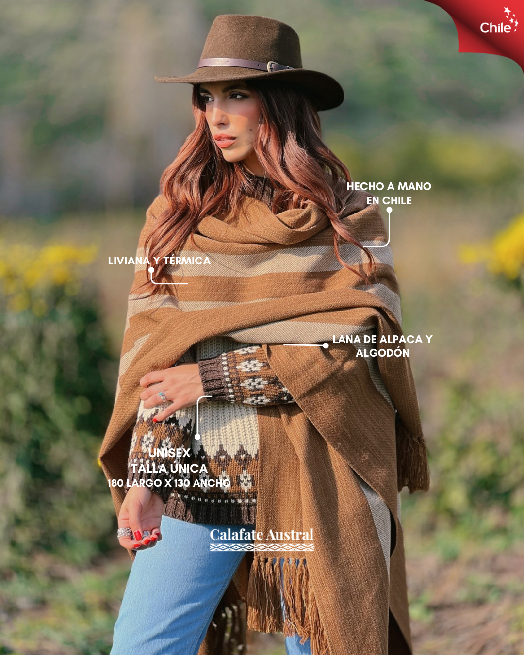 Ruana Suspiro | Camel y Beige