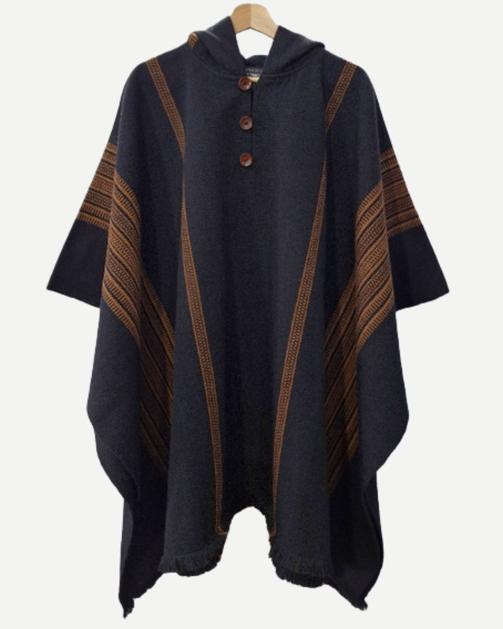 Poncho Arrayán | Negro y Camel