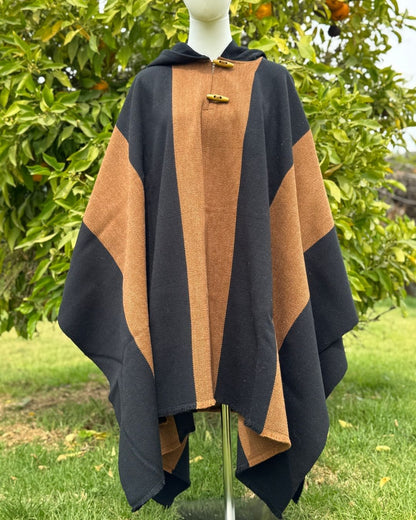 Poncho Lenga | Negro y Camel