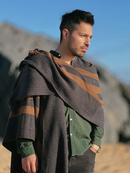 Ruana Suspiro | Gris marengo y camel