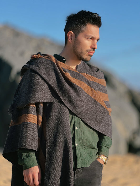 Ruana Suspiro | Gris marengo y camel