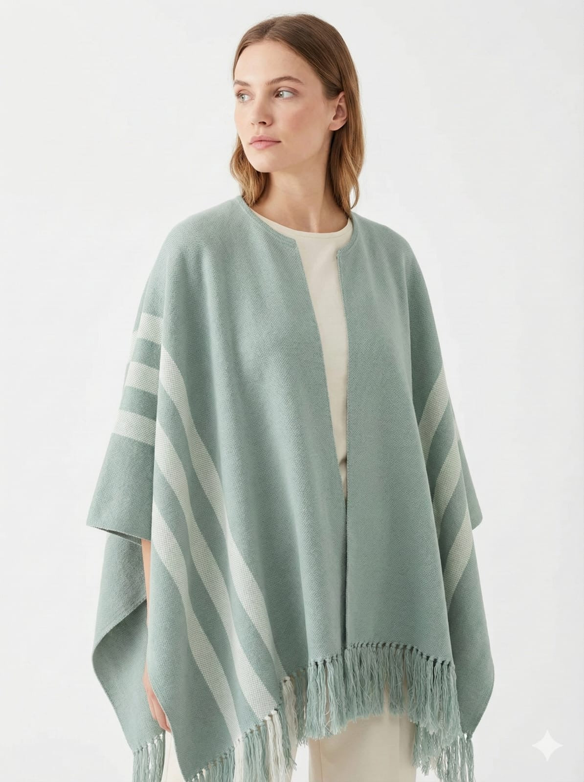 Ruana Suspiro | Celeste y Blanco