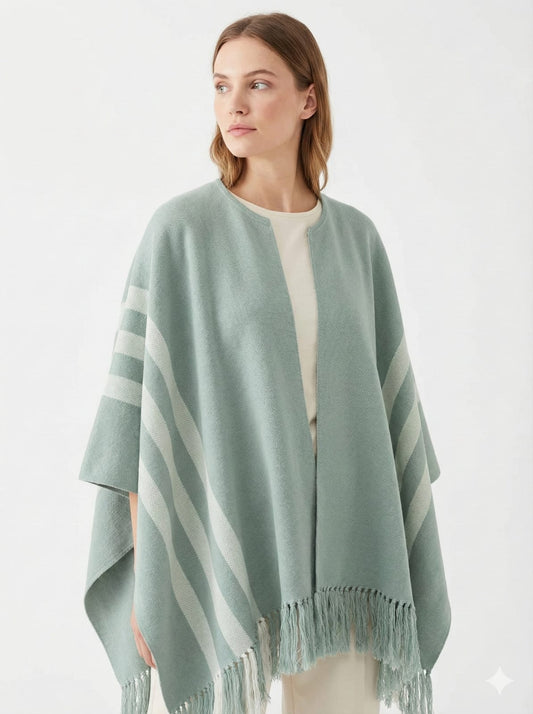 Ruana Suspiro | Celeste y Blanco