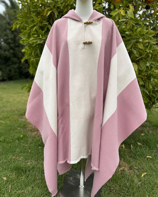 Poncho Lenga | Rosado y Blanco