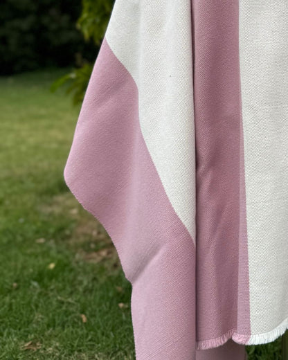 Poncho Lenga | Rosado y Blanco