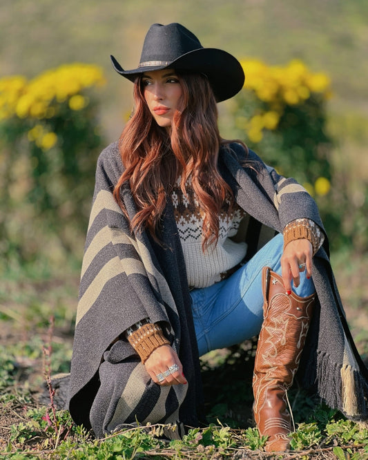 Ruana Suspiro | Gris marengo y Beige