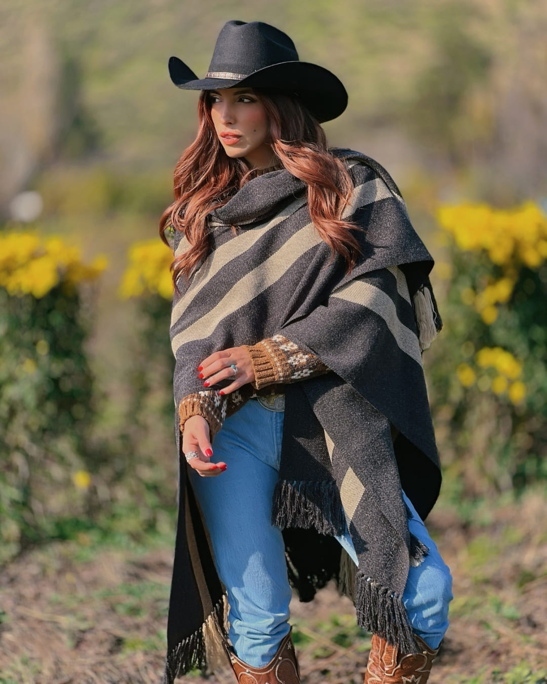 Ruana Suspiro | Gris marengo y Beige