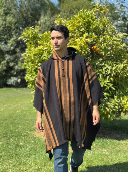Poncho Boldo Negro y Camel