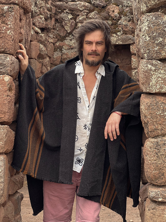 Ruana Copihue | Gris marengo y Camel