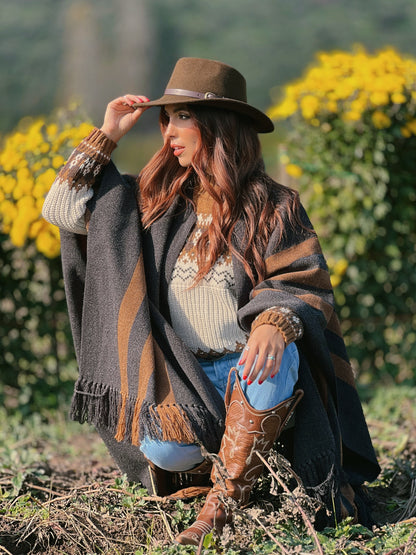 Ruana Suspiro | Gris marengo y camel