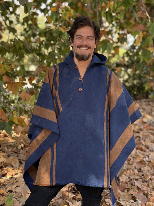 Poncho Ciprés Azul & Camel
