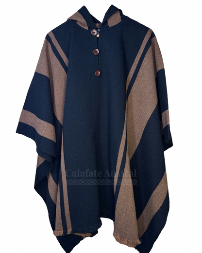 Poncho Ciprés Negro & Camel