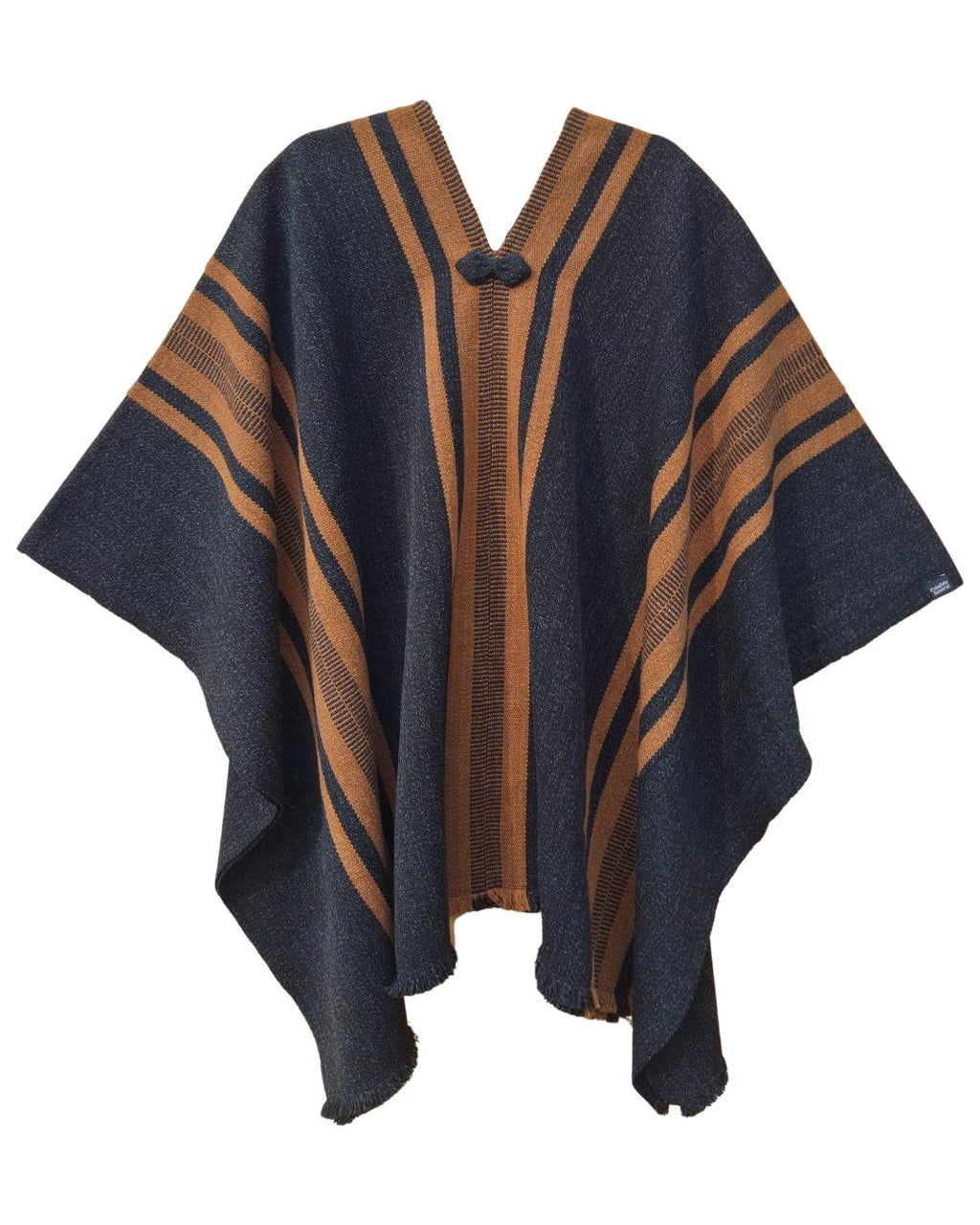 Manta Boldo gris marengo y camel tejida a mano en lana de oveja y alpaca