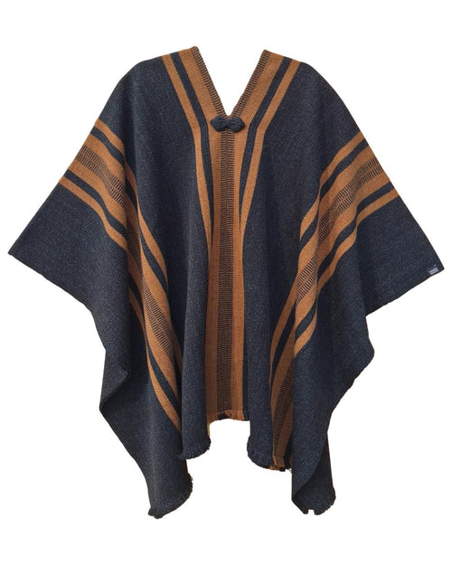 Manta Boldo gris marengo y camel tejida a mano en lana de oveja y alpaca