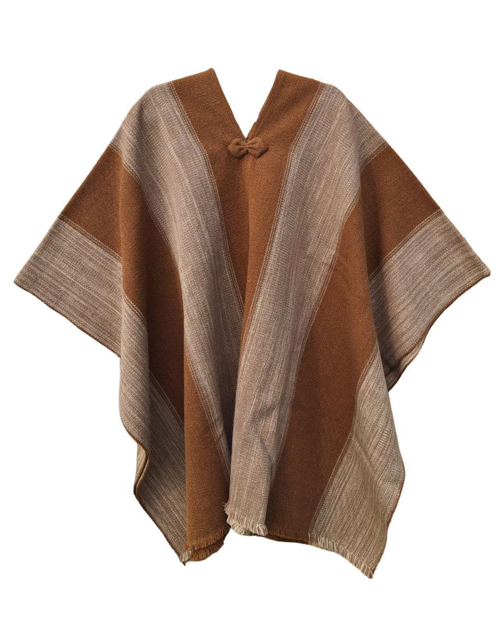 Manta Roble camel con detalle de tejido en lana de oveja y alpaca