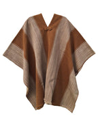 Manta Roble camel con detalle de tejido en lana de oveja y alpaca