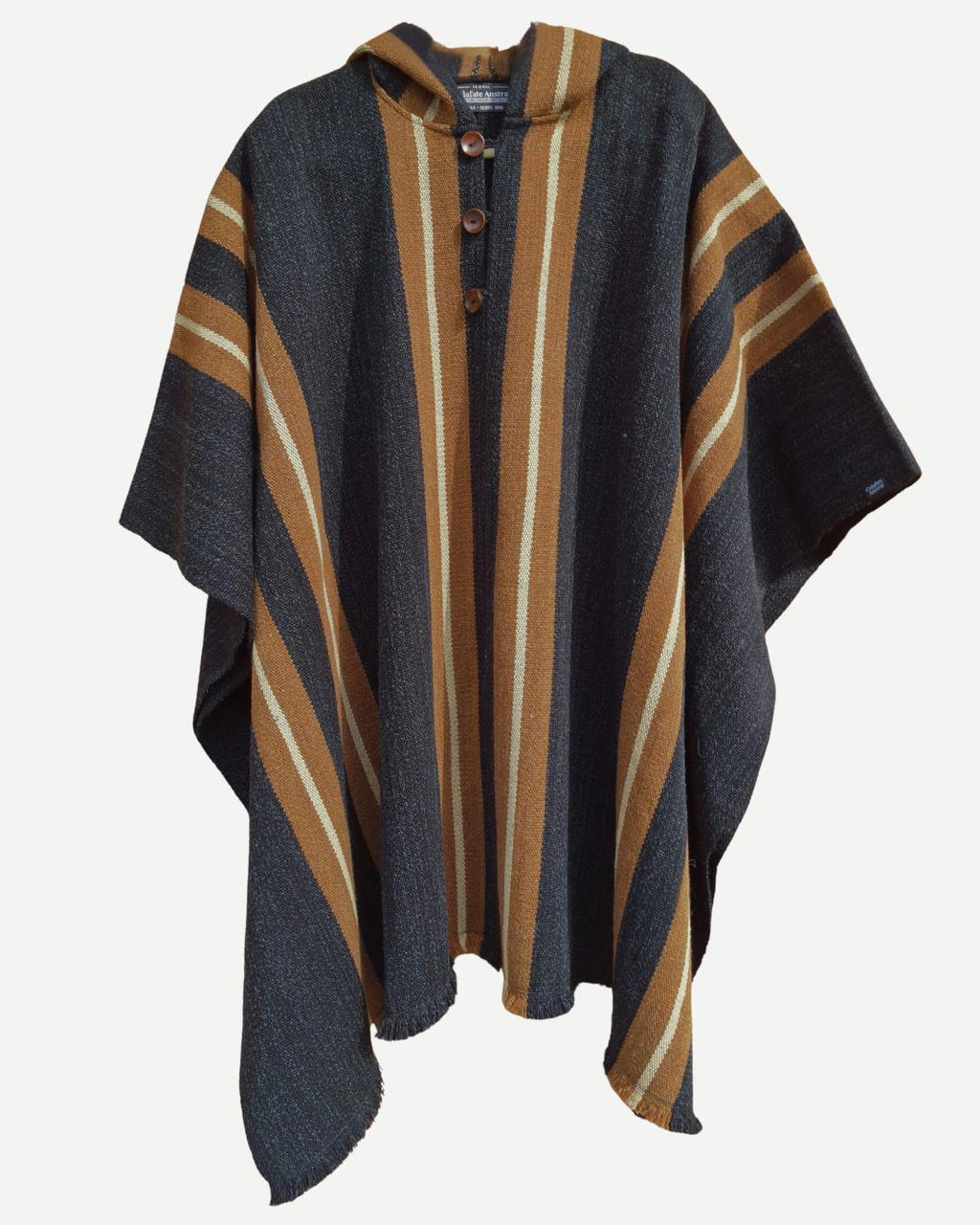 Poncho Alerce gris marengo y camel unisex repelente al agua hecho en Chile