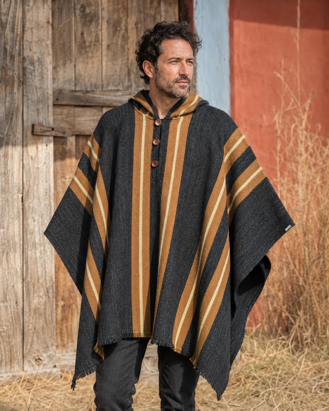 Poncho Alerce | Gris Marengo y Camel - Calafate Austral