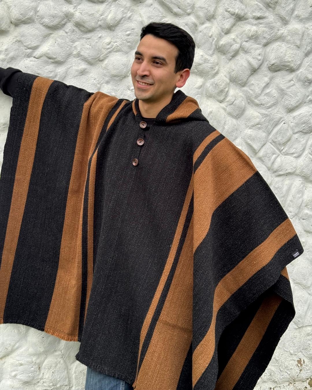 Poncho Ciprés | Gris marengo y camel - Calafate Austral