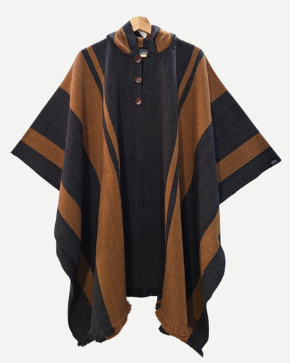 Poncho Ciprés | Gris marengo y camel - Calafate Austral