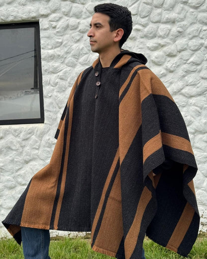 Poncho Ciprés | Gris marengo y camel - Calafate Austral