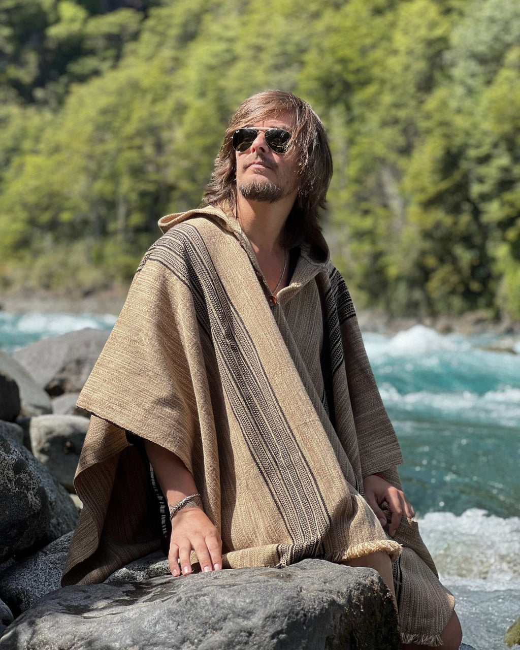 Poncho Queule | Beige Matizado - Calafate Austral