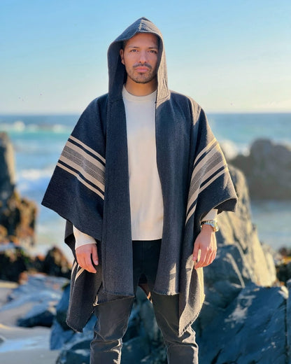 Ruana Copihue | Gris marengo y Beige - Calafate Austral