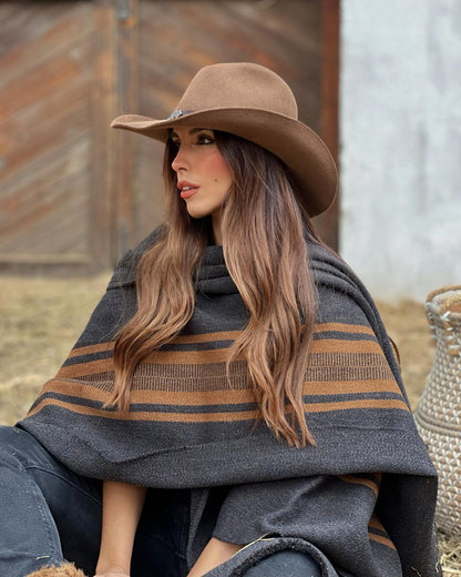 Ruana Copihue | Gris Marengo y Camel - Calafate Austral
