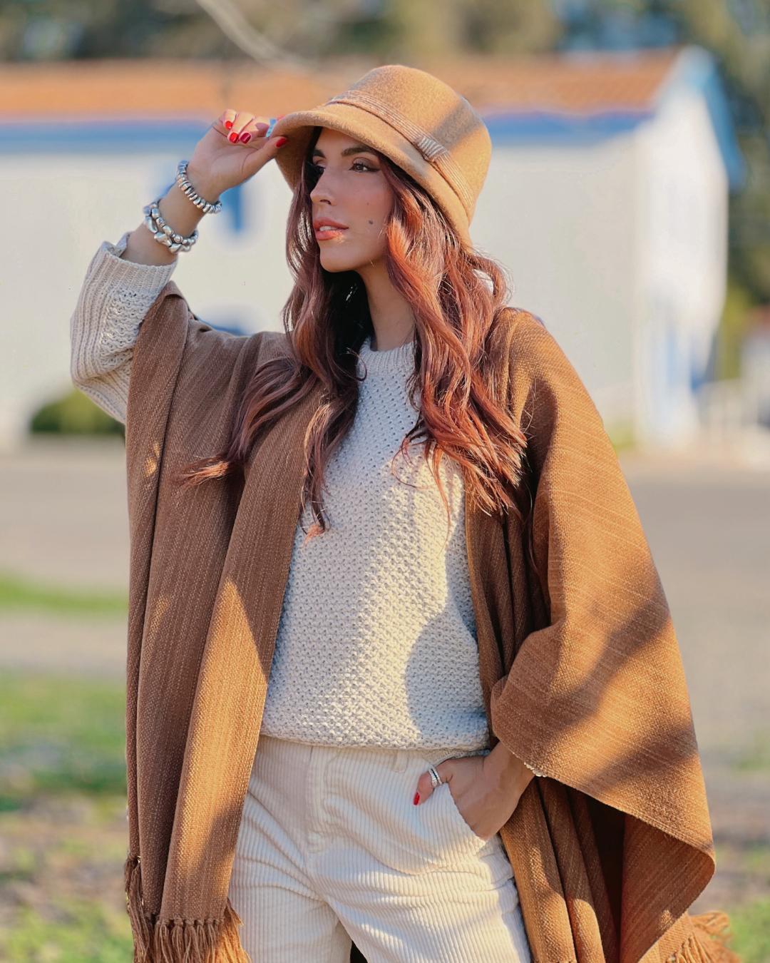 Ruana Suspiro | Camel Matizada - Calafate Austral