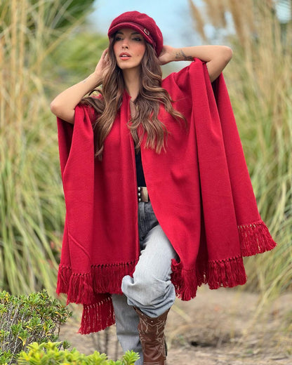 Ruana Suspiro | Rojo Carmesí - Calafate Austral
