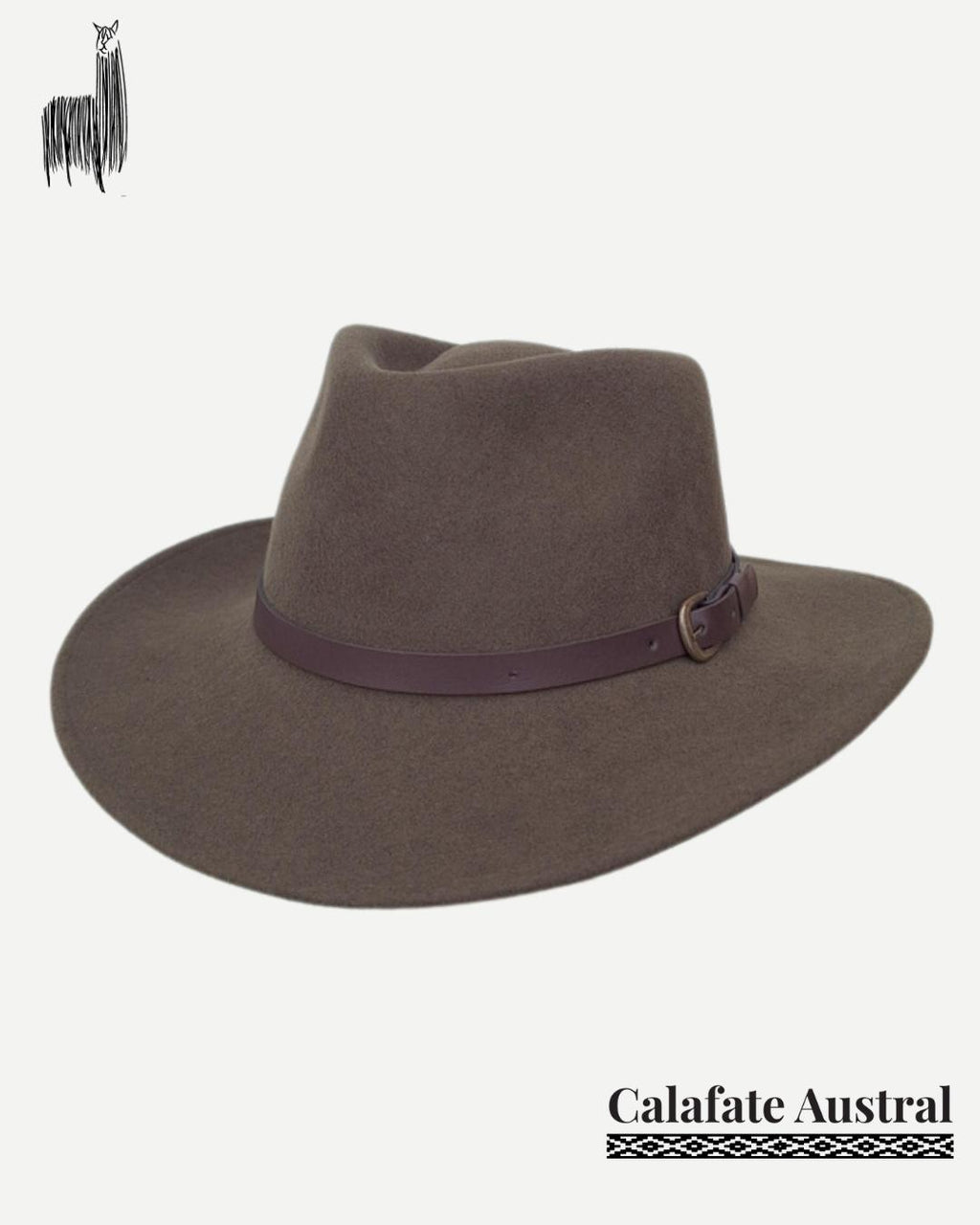 sombrero de fieltro Indiana color verde con ala media, copa marcada y cinta de cuero ajustable.