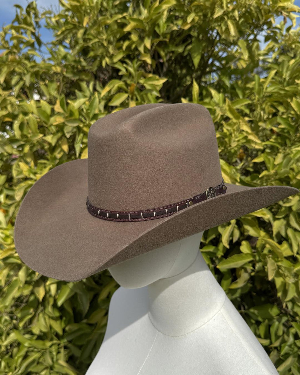Sombrero Houston beige estilo western con cinta decorativa lateral
