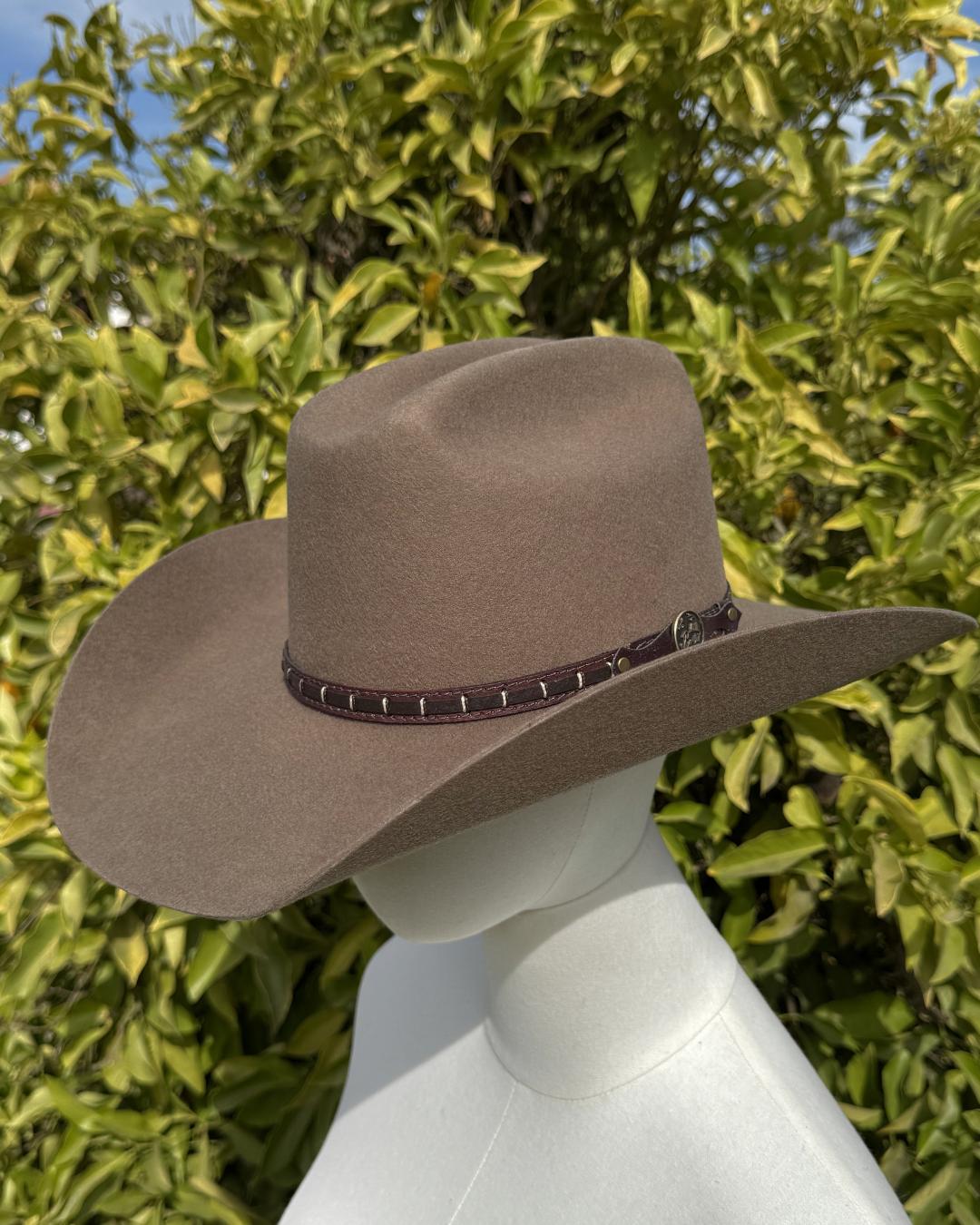 Sombrero Houston beige estilo western con cinta decorativa lateral