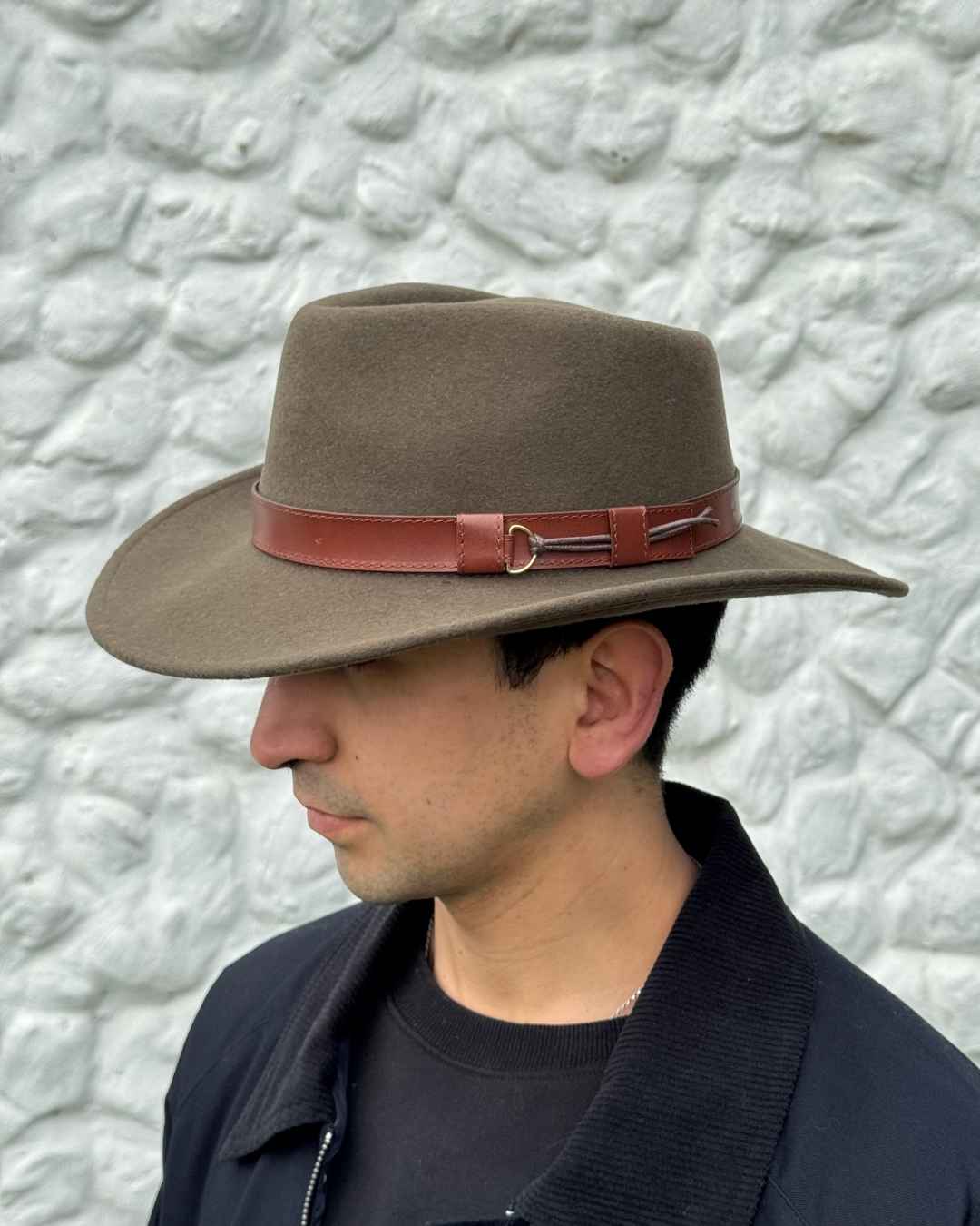 Sombrero Indiana Lana Correa Ancha | Verde - Calafate Austral