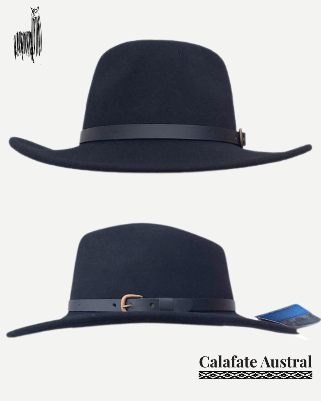 Sombrero Indiana Lana | Negro - Calafate Austral