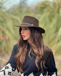 Sombrero Indiana verde musgo de lana de oveja Calafate Austral