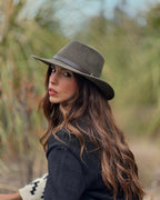 Sombrero de lana verde oliva impermeable con filtro UV80